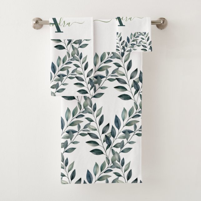 Elegant Eucalyptus Greenery Botanical Towel Set (Insitu)
