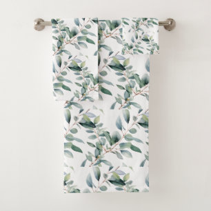 Elegant Eucalyptus Greenery Botanical Towel Set