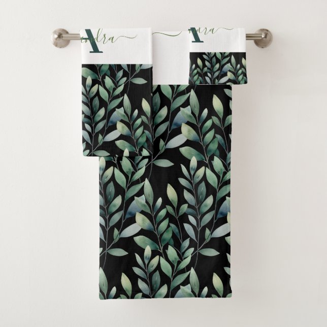 Elegant Eucalyptus Greenery Botanical Towel Set (Insitu)