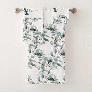 Elegant Eucalyptus Greenery Botanical Towel Set