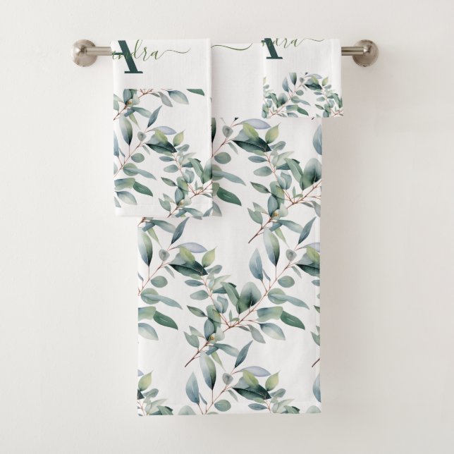 Elegant Eucalyptus Greenery Botanical Towel Set (Insitu)