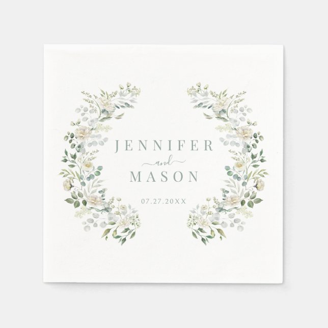 Elegant Eucalyptus Greenery Botanical Wedding Napkin (Front)