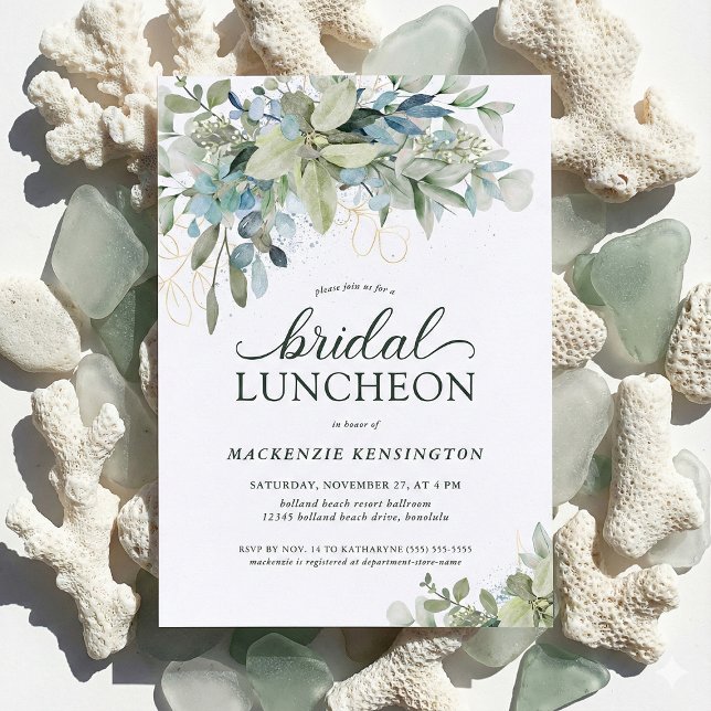 Elegant Eucalyptus Greenery Bridal Luncheon Invitation (Creator Uploaded)