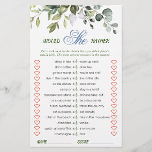 Elegant Eucalyptus Greenery Bridal Shower Game