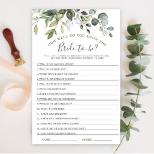 Elegant Eucalyptus Greenery Bridal Shower Game