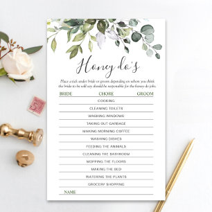 Elegant Eucalyptus Greenery Bridal Shower Game