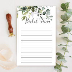 Elegant Eucalyptus Greenery Bridal Shower Game