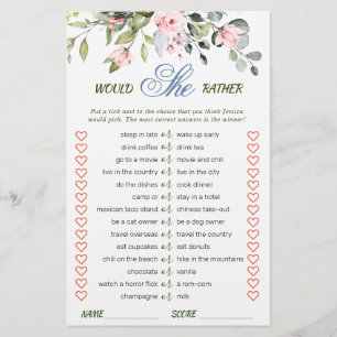 Elegant Eucalyptus Greenery Bridal Shower Game