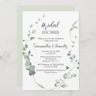Elegant Eucalyptus Greenery Bridal Shower Invitation