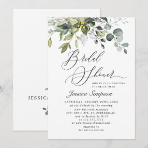 Elegant Eucalyptus Greenery Bridal Shower Invitation