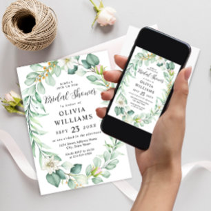 Elegant Eucalyptus Greenery Bridal Shower Invitation