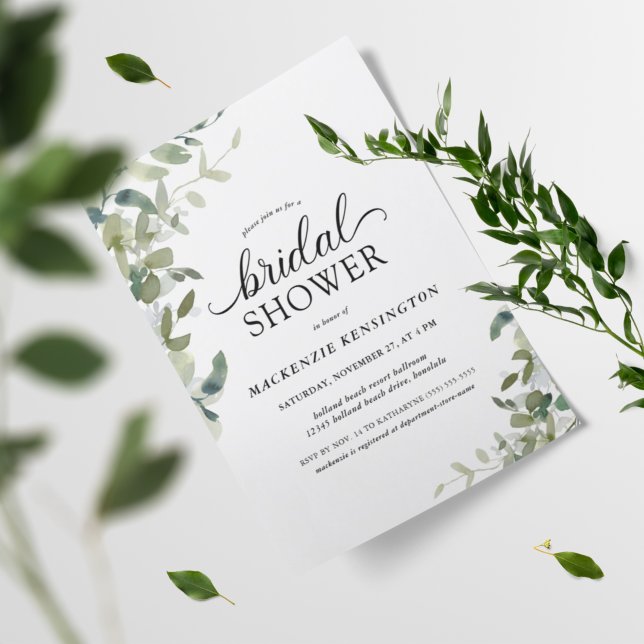 Elegant Eucalyptus Greenery Bridal Shower  Invitation Postcard (Creator Uploaded)