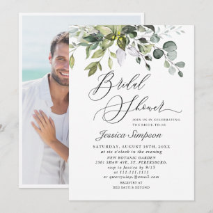 Elegant Eucalyptus Greenery Bridal Shower PHOTO Invitation