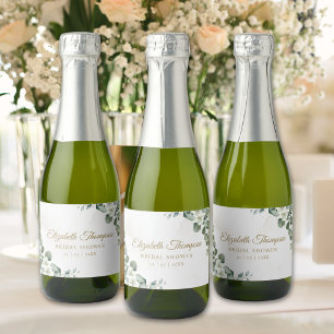 Elegant Eucalyptus Greenery Bridal Shower Sparkling Wine Label