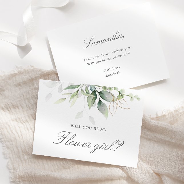 Elegant Eucalyptus Greenery Flower Girl Proposal Invitation (Creator Uploaded)