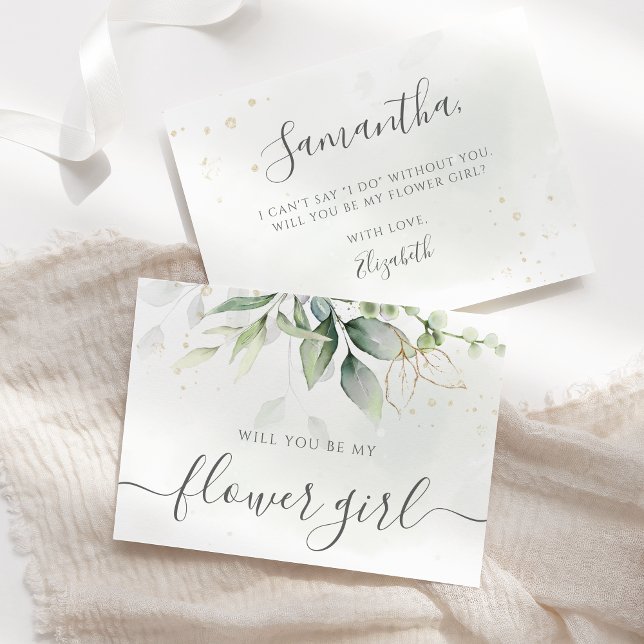Elegant Eucalyptus Greenery Flower Girl Proposal Invitation (Creator Uploaded)
