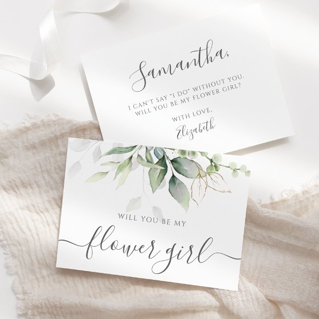 Elegant Eucalyptus Greenery Flower Girl Proposal  Invitation (Creator Uploaded)