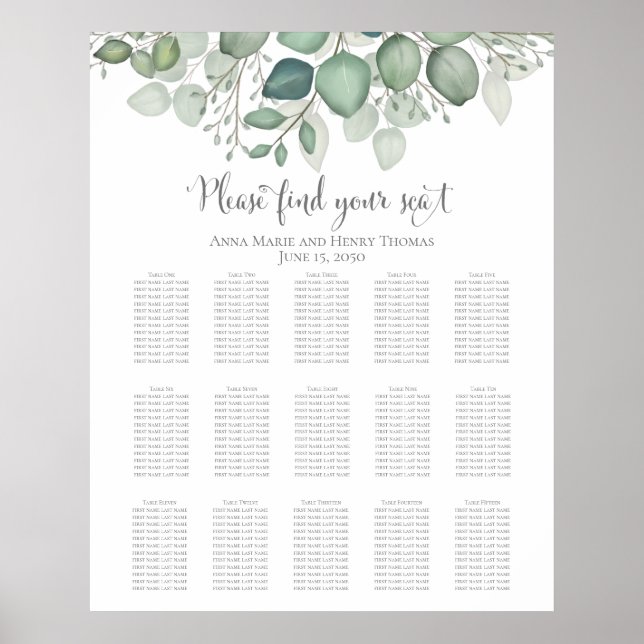 Elegant Eucalyptus Greenery Foliage Leaves Poster (Front)