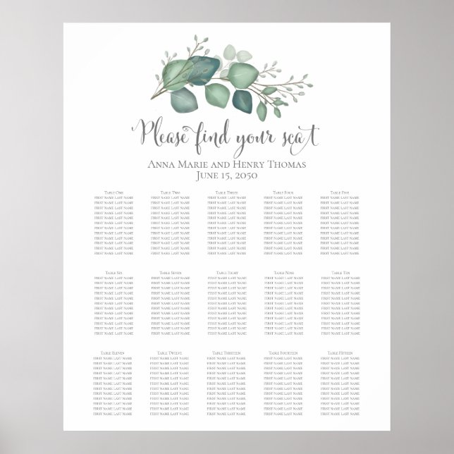 Elegant Eucalyptus Greenery Foliage Leaves Poster (Front)
