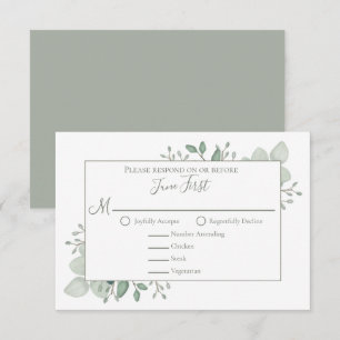 Elegant Eucalyptus Greenery Foliage Leaves RSVP Card