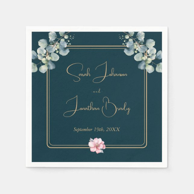Elegant Eucalyptus Greenery Foliage Wedding Napkin (Front)