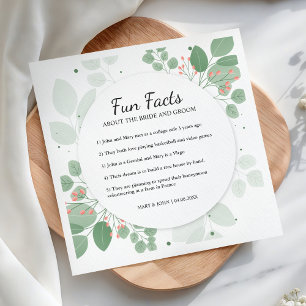 Elegant Eucalyptus Greenery Fun Facts Wedding Napkin