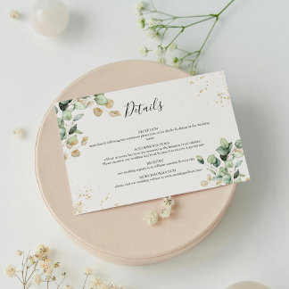 Elegant Eucalyptus Greenery & Gold Accents Wedding Enclosure Card