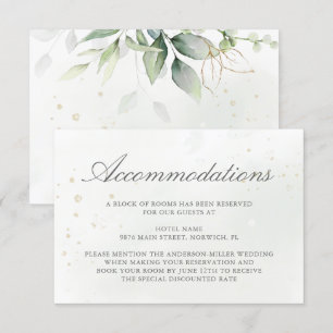 Elegant Eucalyptus Greenery Gold Accommodations Enclosure Card