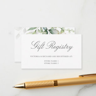 Elegant Eucalyptus Greenery Gold Gift Registry Enclosure Card