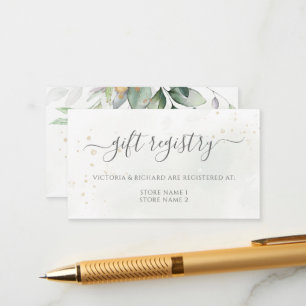 Elegant Eucalyptus Greenery Gold Gift Registry Enclosure Card