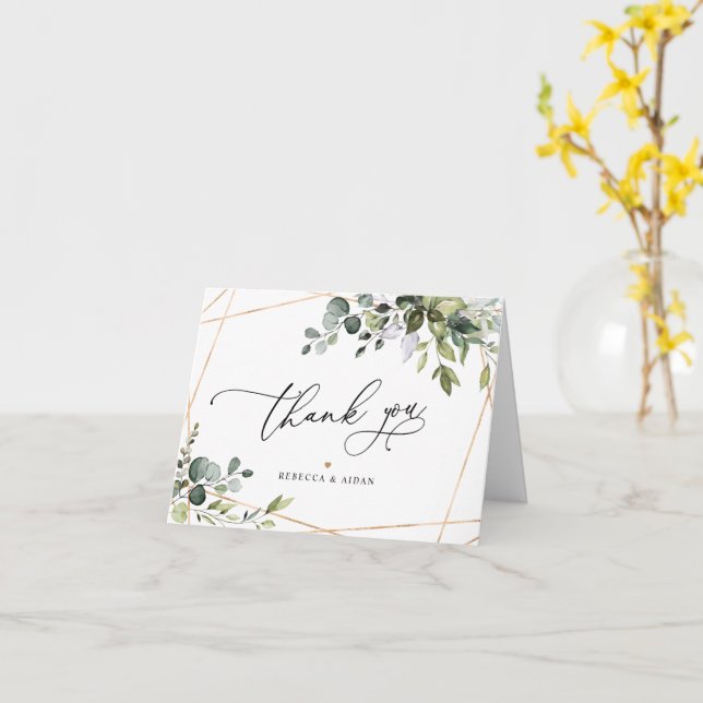 Elegant Eucalyptus Greenery Gold Wedding Card (Yellow Flower)
