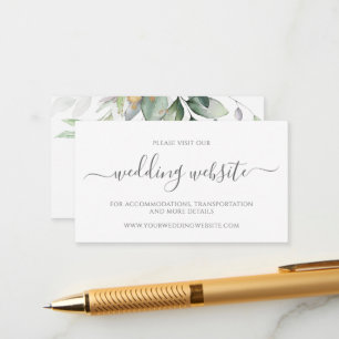 Elegant Eucalyptus Greenery Gold Wedding Website Enclosure Card