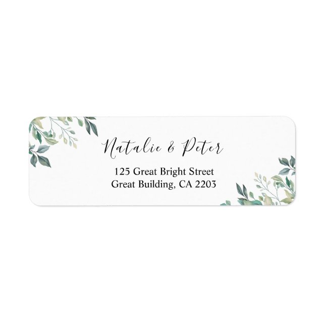 Elegant Eucalyptus Greenery Green Return Address (Front)