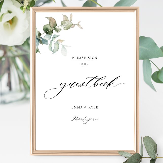 Elegant Eucalyptus Greenery Guestbook Wedding Sign (Creator Uploaded)