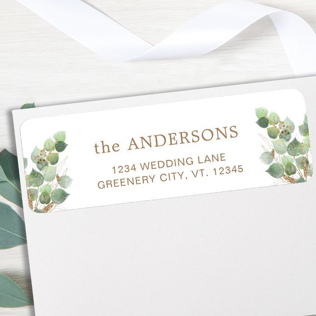 Elegant Eucalyptus Greenery Leaves Return Address (Creator Uploaded)