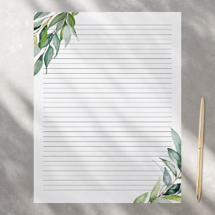 Elegant Eucalyptus Greenery Lined Writing Paper
