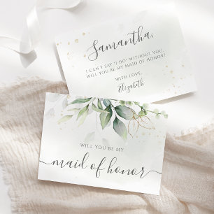 Elegant Eucalyptus Greenery Maid Of Honour Proposa Invitation