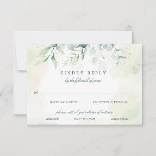 Elegant Eucalyptus Greenery Meal Choice Wedding RSVP Card