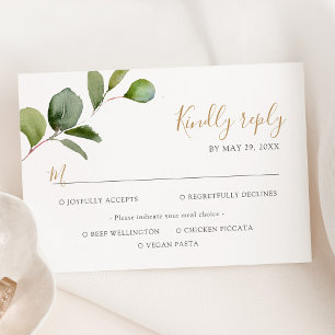 Elegant Eucalyptus Greenery Meal Options RSVP Card