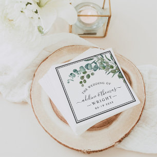 Elegant Eucalyptus Greenery Monogram Wedding Napkin