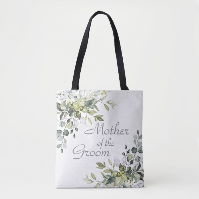 Elegant Eucalyptus Greenery Mother of the Groom Tote Bag (Front)