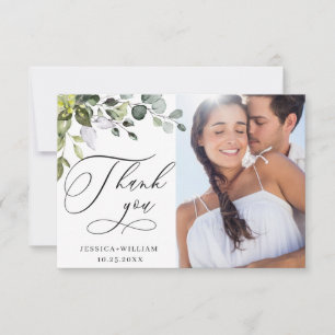 Elegant Eucalyptus Greenery PHOTO Thank You Card