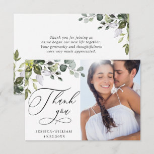 Elegant Eucalyptus Greenery PHOTO Thank You Card