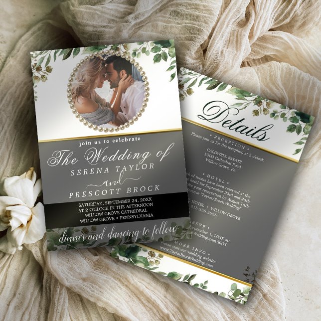 Elegant Eucalyptus Greenery Photo Wedding  Invitation (Creator Uploaded)