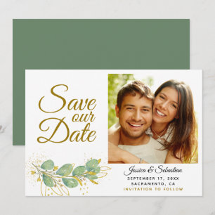 Elegant Eucalyptus Greenery Photo Wedding Save The Date