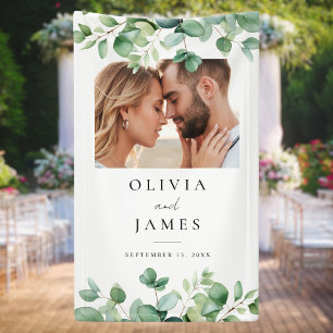 Elegant Eucalyptus Greenery Photo Wedding Welcome Banner