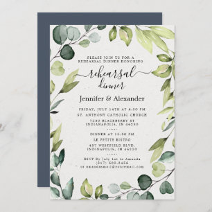 Elegant Eucalyptus Greenery Rehearsal Dinner Invitation