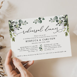 Elegant Eucalyptus Greenery Rehearsal Dinner Invitation
