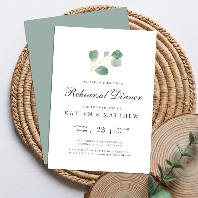 Elegant Eucalyptus Greenery Rehearsal Dinner  Invitation (Creator Uploaded)