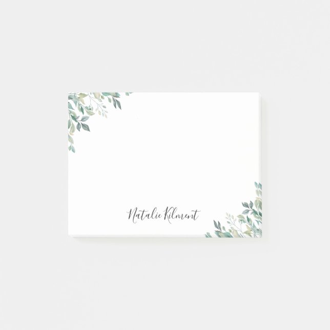 Elegant Eucalyptus Greenery Rustic Green Leaves Post-it Notes (Front)